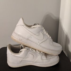 All-white air Force 1s low